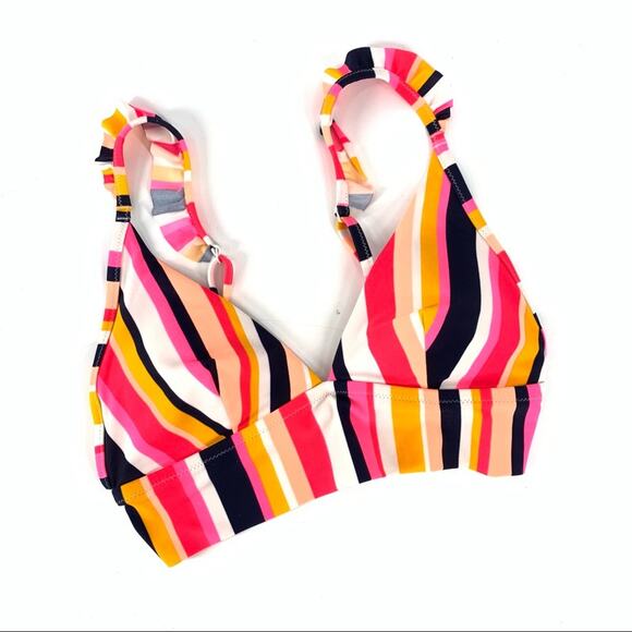 Aerie Bikini Top Triangle Pink Striped NWOT - Picture 1 of 5